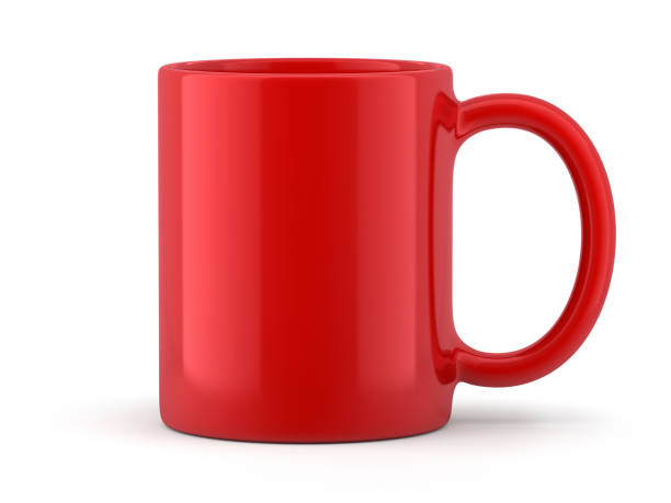 caneca vermelha isolada - coffee cup mug coffee cup - fotografias e filmes do acervo