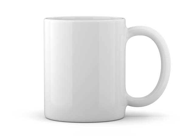 分離された白いマグカップ - コーヒーカップ ストックフォトと画像