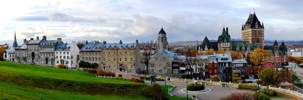 istock Panoramic view of Frontenac Castle in Old Quebec City 821283042