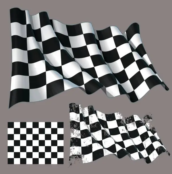 Vector illustration of Race Checkered Finish Waving Flag