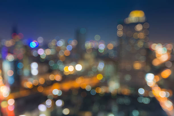 istock Beauty night blurred bokeh city light with twilight sky 821286094