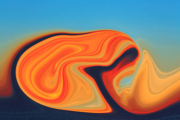 3d render, abstract red blue background with colorful neon flat shapes, liquid marbling effect