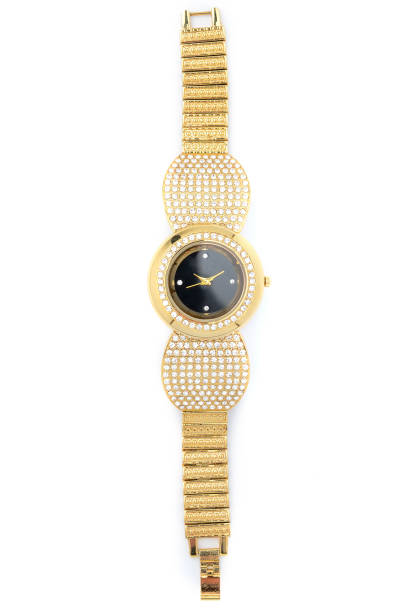 istock gold wristwatch inlaid with diamonds 821290856