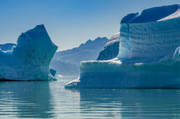 Ice formations on icebergs, Greenland.
