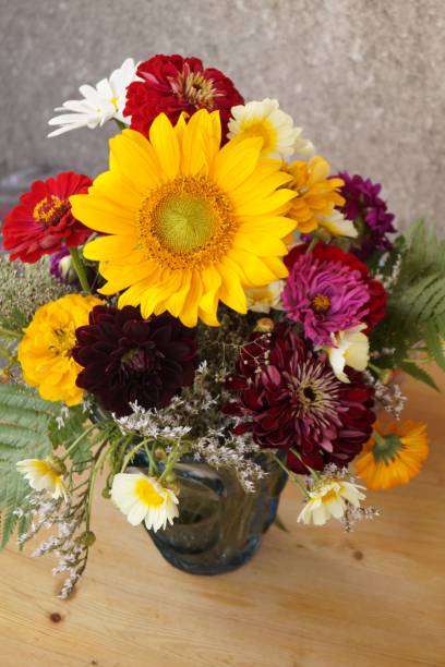istock Beautiful sunflower and colorful flowers 821298444