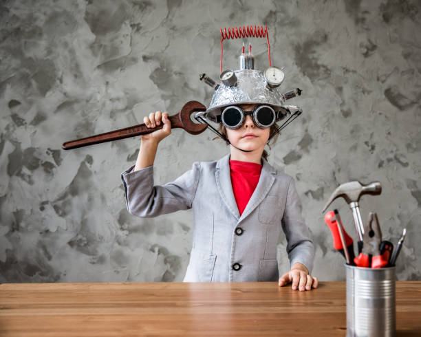 istock Child with toy virtual reality headset 821303016