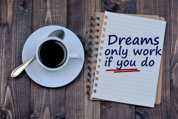 istock Text Dreams only work if you do on paper 821308410