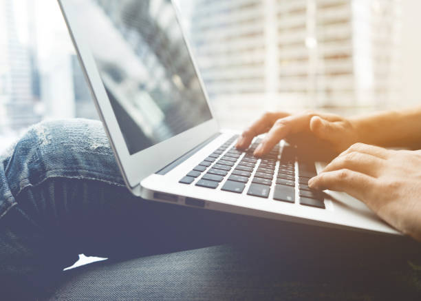 istock Young businessman multitasking using laptop.Business technology lifestyle.working,workplaces 821308432