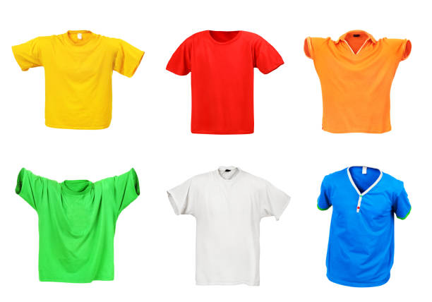 Set of hollow t-shirts isolated on a white background