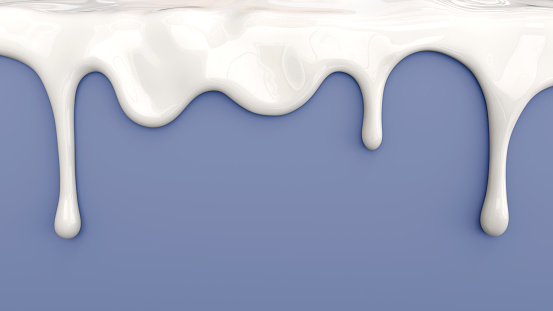 Ilustración 3D de leche blanco que vierte sobre fondo azul photo