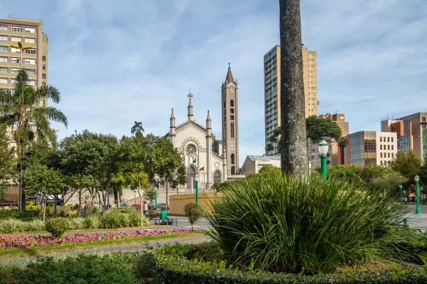 Dante Alighieri Square and Santa Teresa D'Avila Cathedral - Caxias do Sul, Rio Grande do Sul, Brazil