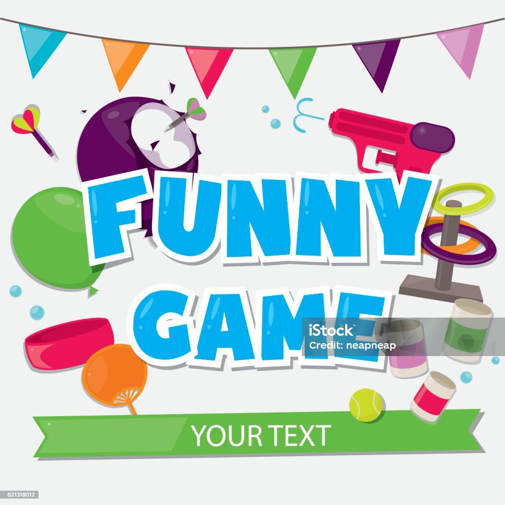 Several Activity For Funny Game Design Poster Vector Illustratin Stock ...