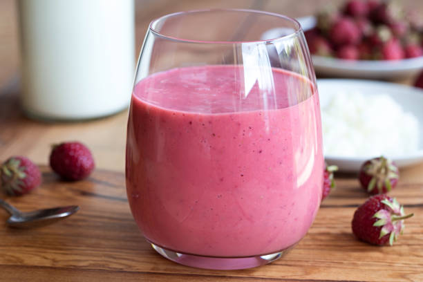 istock Milk kefir with strawberries 821319480