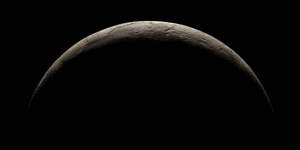 istock Half of lifeless surface planet 3d rendering, isolated. 821319518