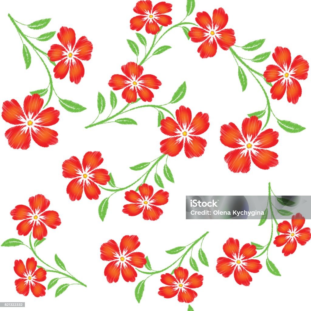 Ilustración de Flores Naranja Rojo Bordadas En Patrones Sin Fisuras De  Fondo Blanco y más Vectores Libres de Derechos de Abstracto - iStock