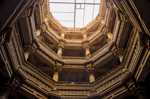 Adalaj stepwell from bottom to top view- Indian Heritage tourist place