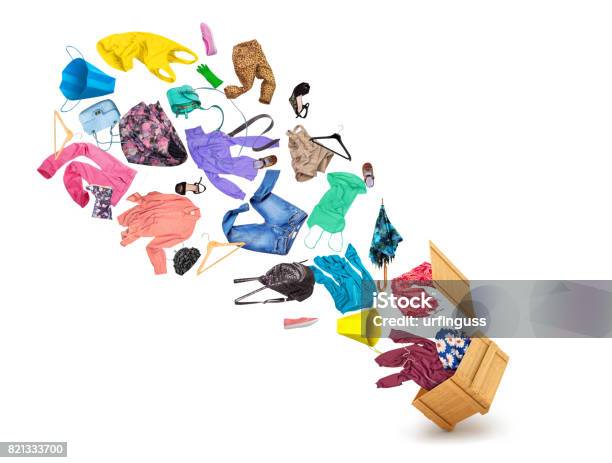 Flying Clothes Things Things That Fly Out Of A Wooden Box Stock Photo - Download Image Now