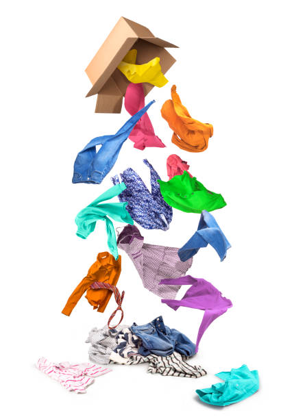 istock Colorful things that fall out of a cardboard box on a white background. 821333966