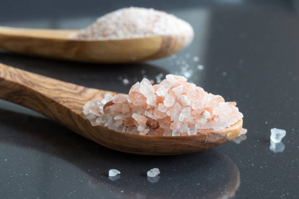 istock Rough and fine pink Himalayan sea salt 821336748