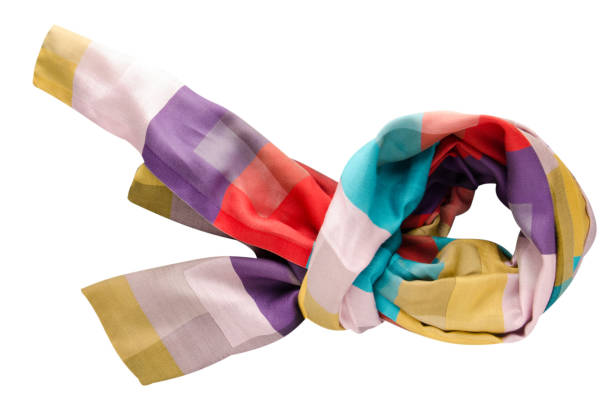 istock scarf summer. multicolored scarf. Scarf top view 821337744