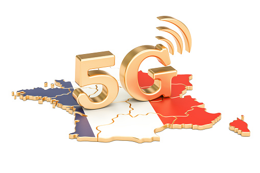 5G in France concept, 3D rendering isolated on white background