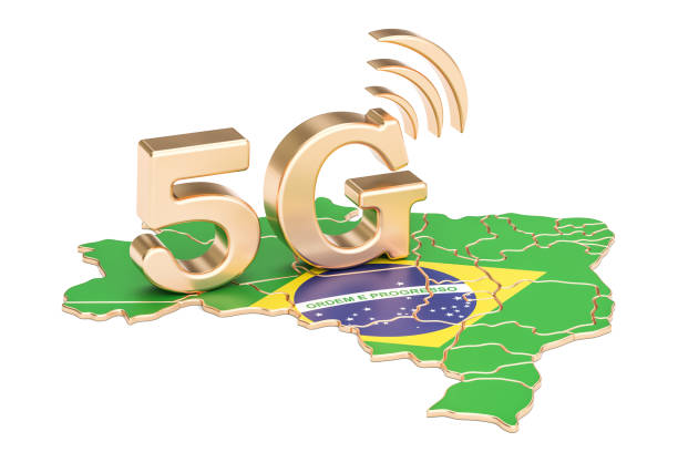 5g in brasilien konzept, 3d-rendering isolierten auf weißen hintergrund - digital signal stock-fotos und bilder