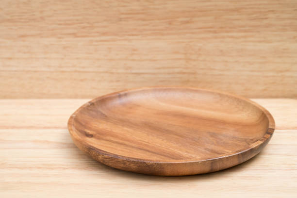 istock Wooden Tray On Wooden Table for backgroud. 821353628
