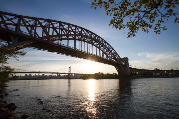 istock Hell Gate Bridge and Triborough bridge over the river before sunset, New York 821356482