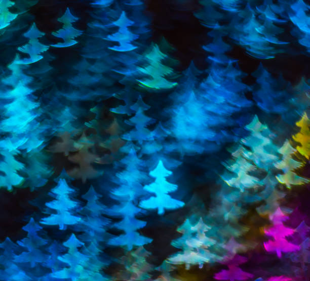 istock Beautiful background with different colored christmas tree , abstract background, christmas tree  shapes on black background 821356902