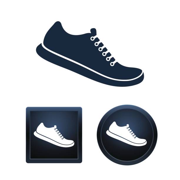 Shoe icon set, isolated vector illustratio Simple and button shape Shoe icons on white background for your designs. Vector illustration icons. shoe-lace-pattern stock illustrations