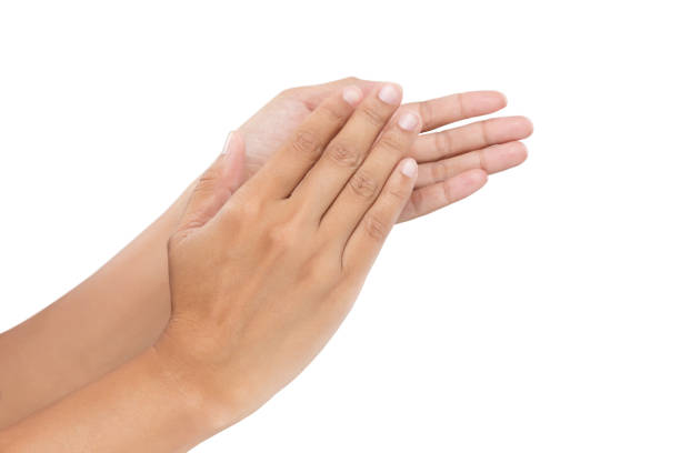 istock Women clapping hands, Applause isolated on white background 821372404