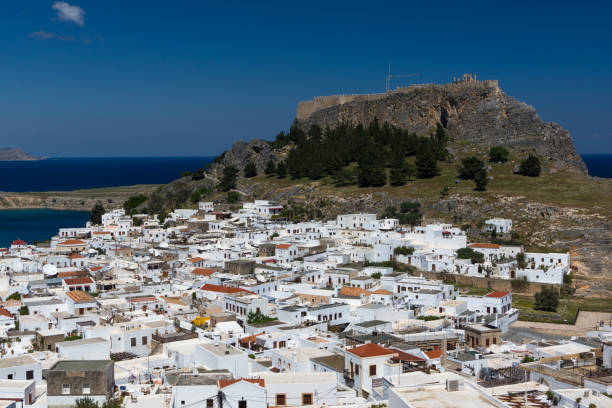 istock Panorama of the old town Lindos 821376202