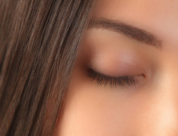 istock Closed girls eye close-up 821378942