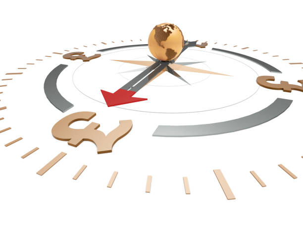 istock Earth and nautical compass, compass and currency symbols 821395612
