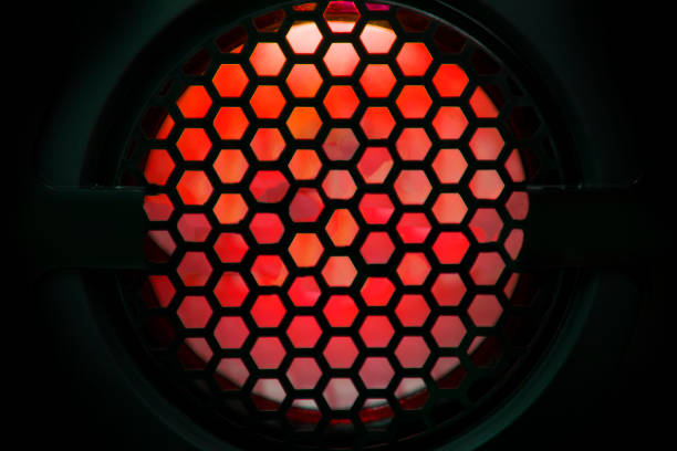 Sound speakers dynamics and Red light for music Background.