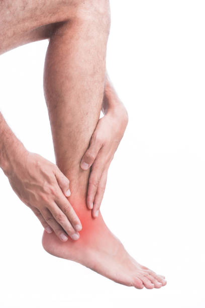 istock Young man with ankle pain 821406800