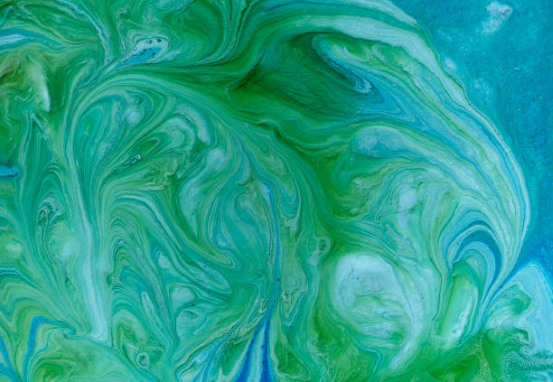 istock Marbled blue, green and golden abstract background. Liquid marble pattern 821410340