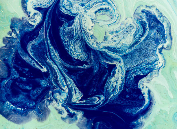 istock Marbled blue, green and golden abstract background. Liquid marble pattern 821410528