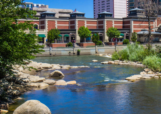 Truckee River Along River Walk Truckee River Along River Walk In Reno, Nevada truckee river photos stock pictures, royalty-free photos & images