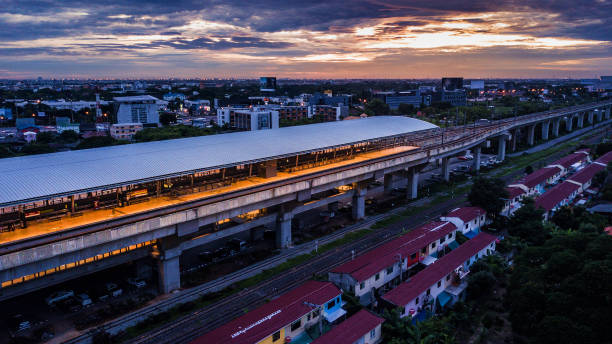 istock train subway station  in Thailand, Twilight time sky 821422530