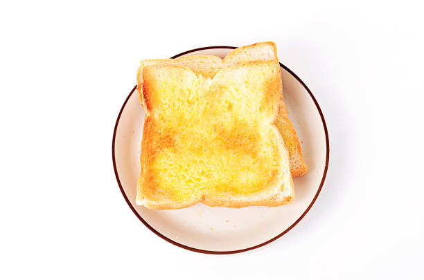 istock Grilled sliced bread on white backgrounds with above 821430228