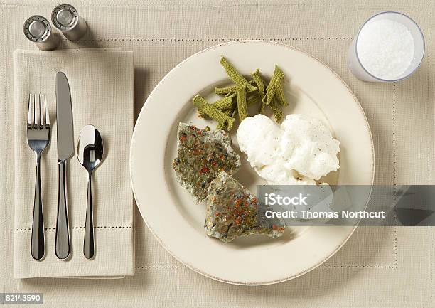 Place Setting With Food And Drink Stock Photo - Download Image Now - Artificial, Bizarre, Close-up