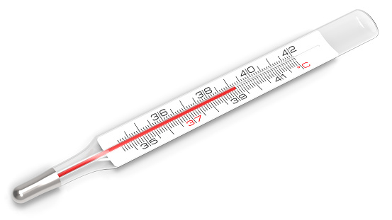 Medical thermometer fever isolated on white background 3D rendering
