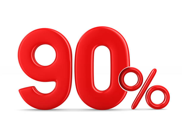 istock Ninety percent on white background. Isolated 3D illustration 821444592