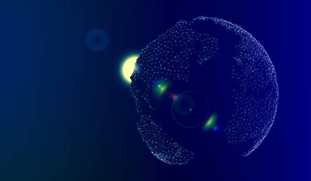 istock EPS 10. Abstract image of a planet Earth in the form of a starry sky or space, consisting of points, lines, and shapes in the form of planets, stars and the universe. Earth vector wireframe concept 821450370