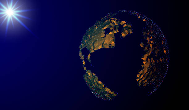 istock EPS 10. Abstract image of a planet Earth in the form of a starry sky or space, consisting of points, lines, and shapes in the form of planets, stars and the universe. Earth vector wireframe concept 821450428