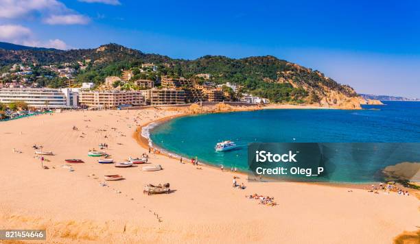 Sea Landscape Badia Bay In Tossa De Mar In Girona Catalonia Spain Near Of Barcelona Ancient Medieval Castle With Nice Sand Beach And Clear Blue Water Famous Tourist Destination In Costa Brava Stock Photo - Download Image Now