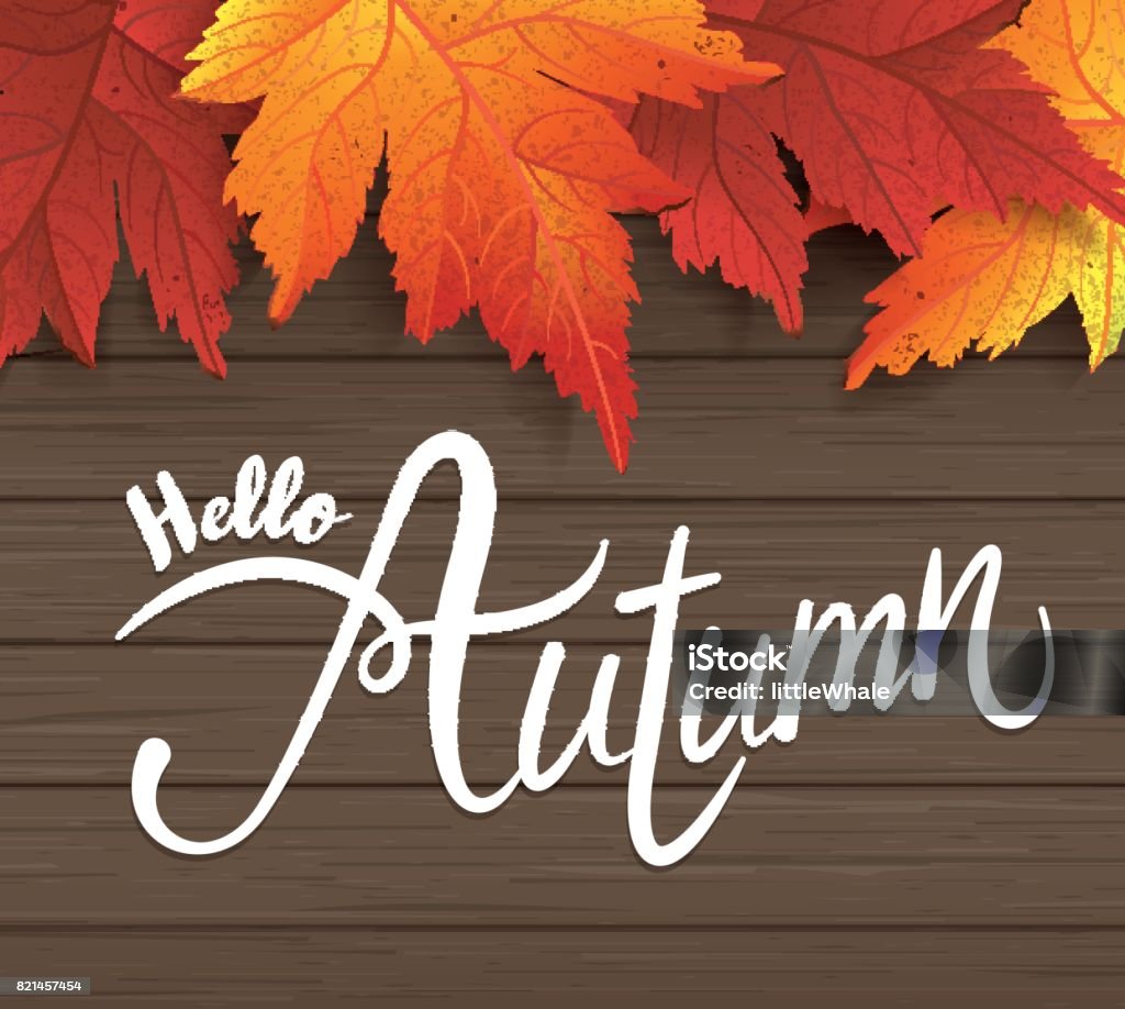 Hello Autium Writing Hello Autumn Stock Illustration - Download Image Now - Autumn ...