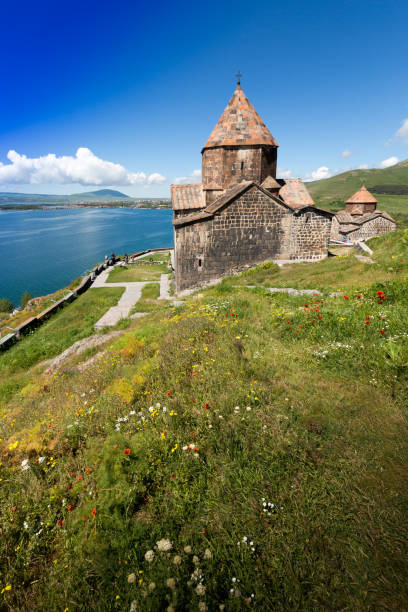 istock The monastery on the mountain at the lake 821457760