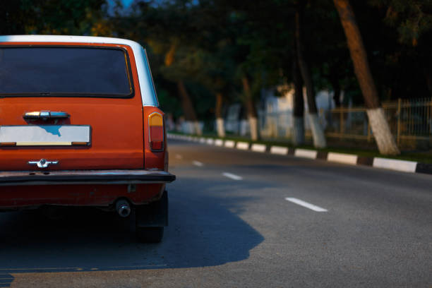 istock Classic Soviet Vintage Retro Car Parked In The City. Rear View 821457782